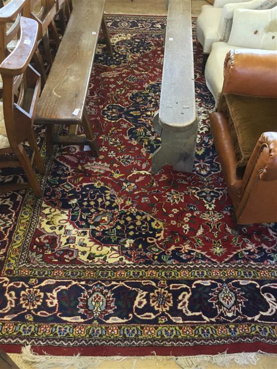 Woollen red & blue ground carpet